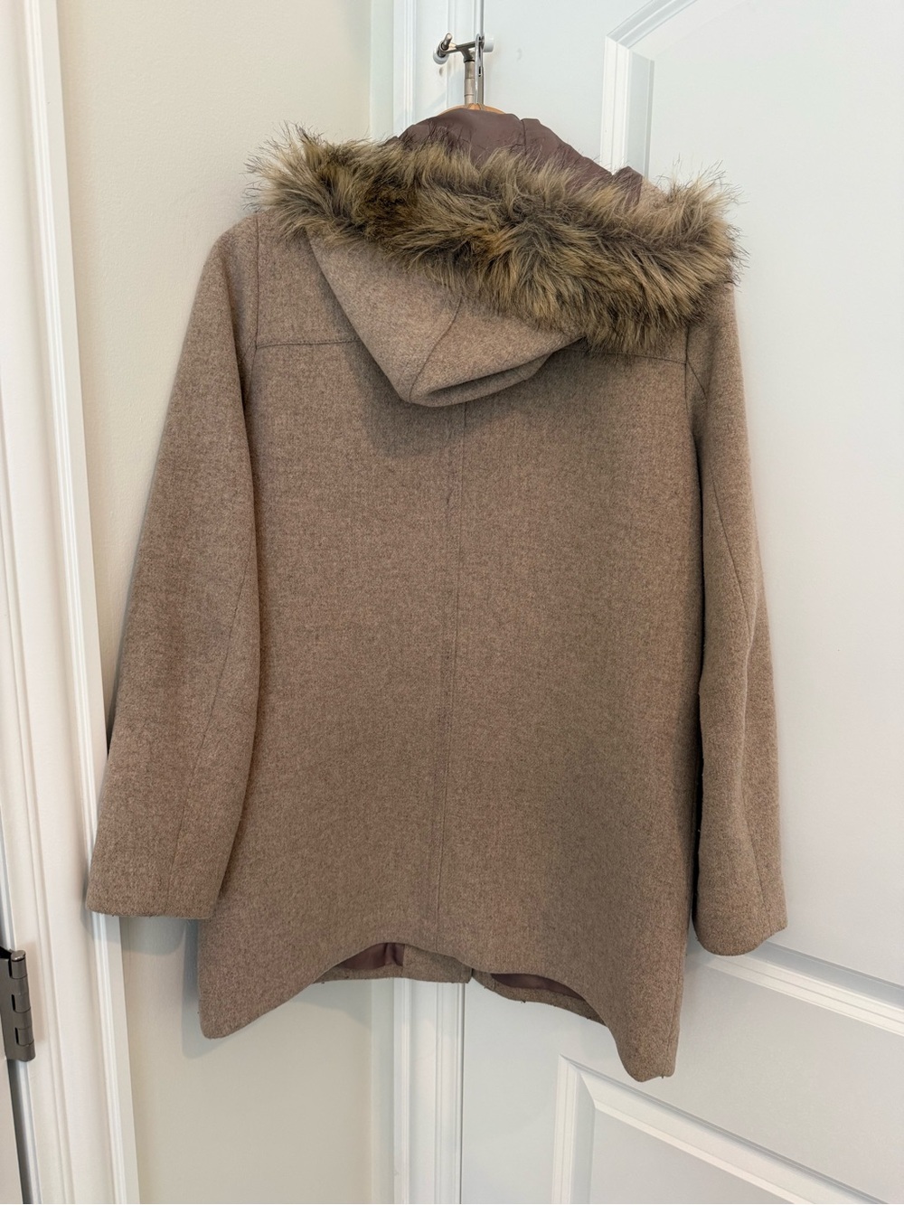 J. Crew Women's Hooded Wool-Blend Pea Coat in Taupe Brown - Picture 3 of 3